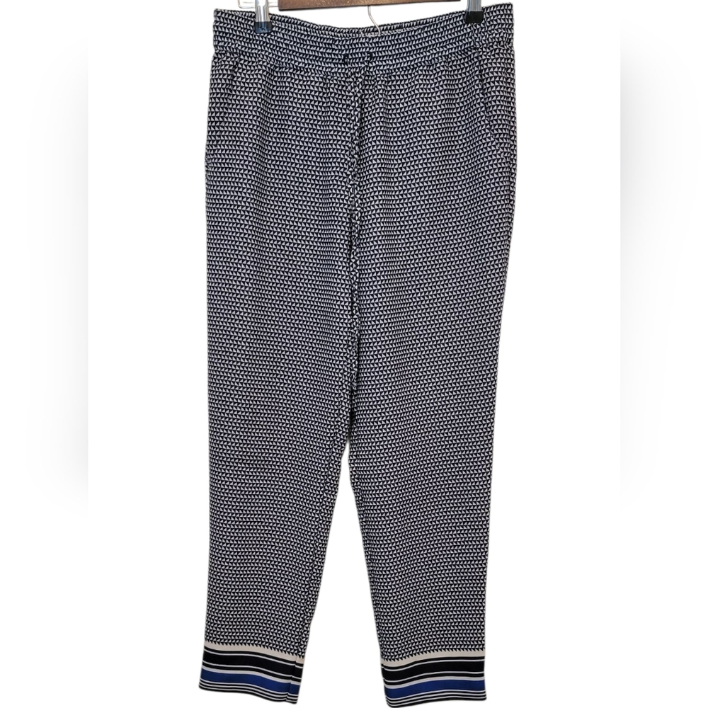 J. Crew Geometric Printed Drapey Drawstring Pull On Pants Size 6 Blue